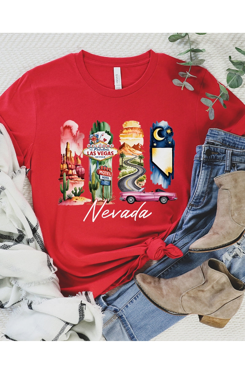 US3001-E3061NV Nevada State Brushstroke Graphic Tee $12.5