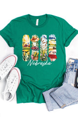 US3001-E3061NE Nebraska State Brushstroke Graphic Tee $12.5