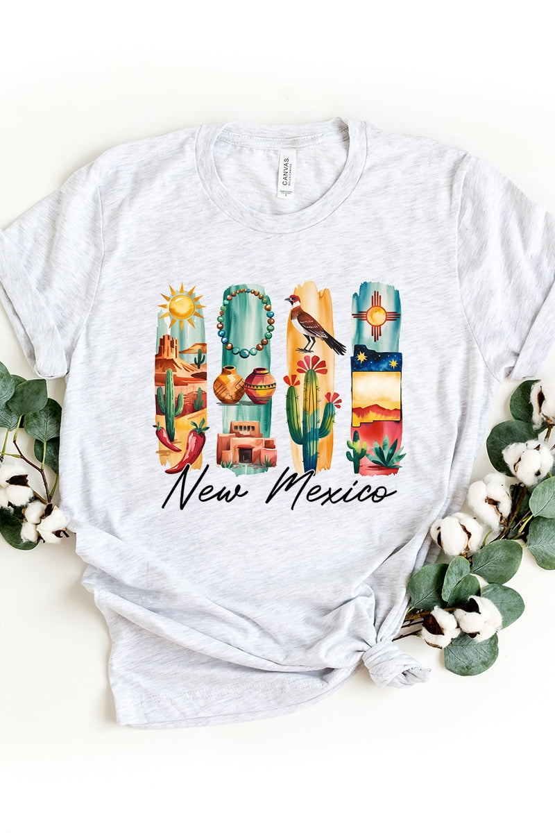 US3001P-E3061NM New Mexico State Brushstroke Graphic Plus Tee $16