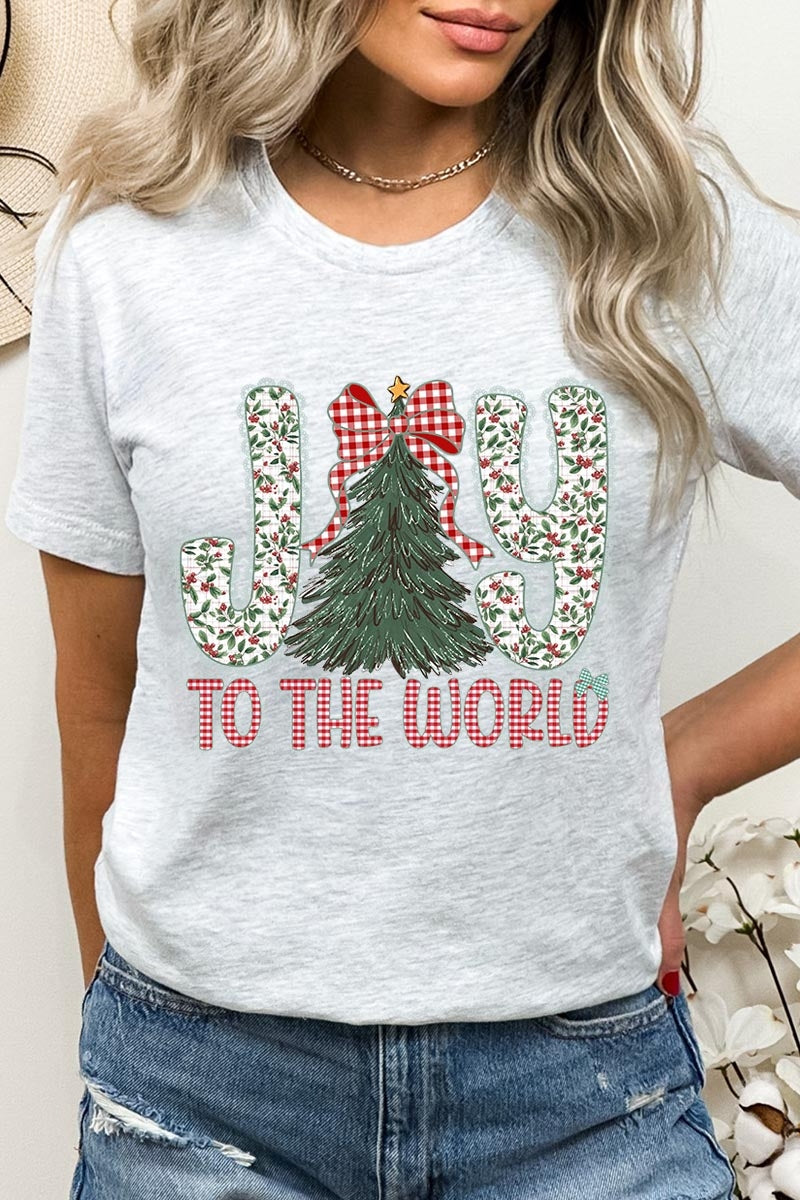 US3001P-E3213 Joy to the World Graphic Plus Tee $16