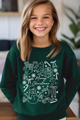 UL180B-E3181Z Christmas Doodle Kids Graphic Sweatshirt $20