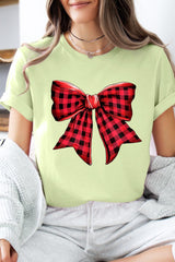 US3001P-E3198 Red Buffalo Plaid Bow Graphic Plus Tee $16