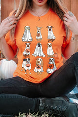 US3001-E3106 Halloween Ghost Dog Graphic Tee $12.5