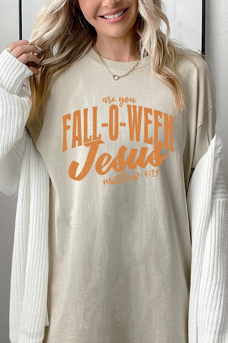 5000P-E3143 Are You Fall O Ween Jesus Plus Heavy Cotton Tee $12.75