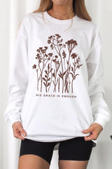 UL240-E3146 Christian Wildflower Graphic Long Sleeve Tee $13.75