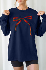 UL240-E3211 Red Bow Christmas Graphic Long Sleeve Tee $13.75