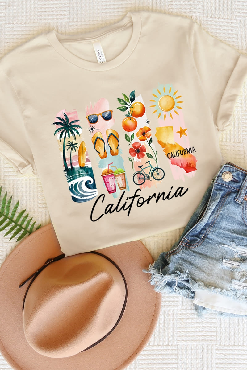 US3001-E3061CA California State Brushstroke Graphic Tee $12.5