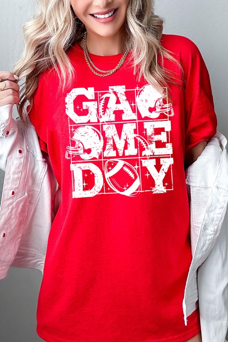 5000-E3073 Distressed Game Day Graphic Heavy Cotton Tee $9