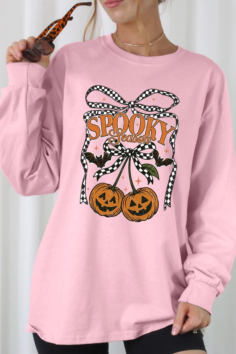 UL240-E3085 Pumpkin Cherries Graphic Long Sleeve Tee $13.75
