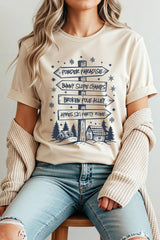 US3001P-E3189 Ski Lodge Signs Graphic Plus Tee $16