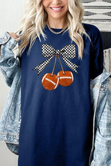 5000-E3055 Football Cherries Graphic Heavy Cotton Tee $9