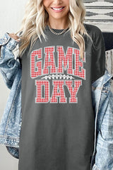 5000-E3126 Red Gingham Game Day Graphic Heavy Cotton Tee $9