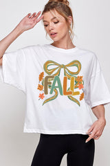 CTS-E3121 Fall Brushstroke Bow Graphic Relaxed Crop Top $11