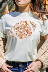 US3001P-E3133 Floral Football Graphic Plus Tee $16
