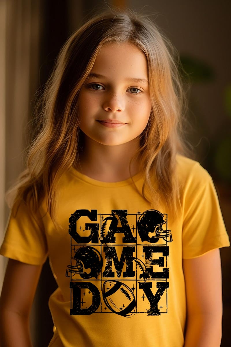 US3001Y-E3073Z Distressed Game Day Kids Graphic Tee $11