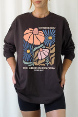 UL240-E3067 Consider the Wildflowers Graphic Long Sleeve Tee $13.75