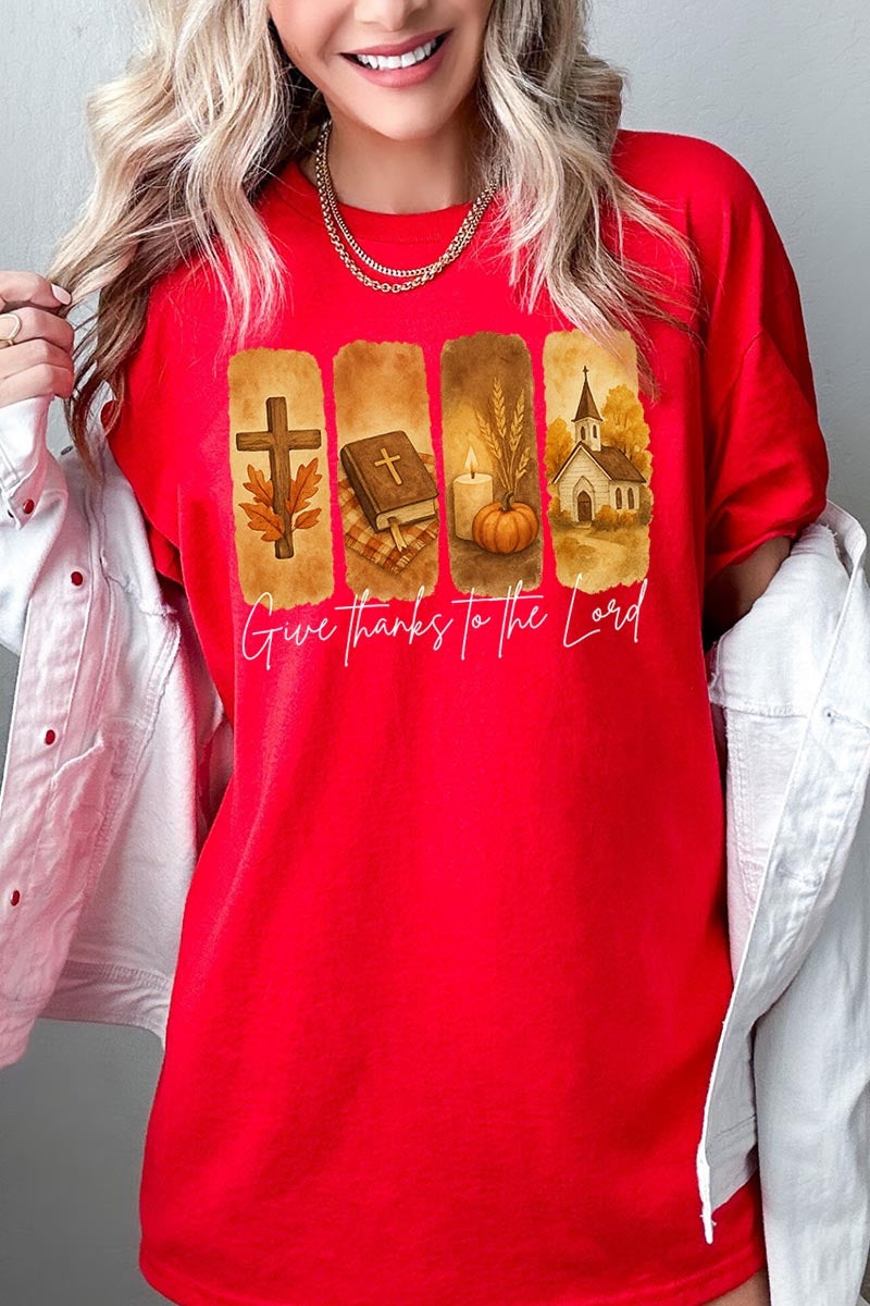 5000P-E3169 Give Thanks To The Lord Graphic Plus Heavy Cotton Tee $12.75