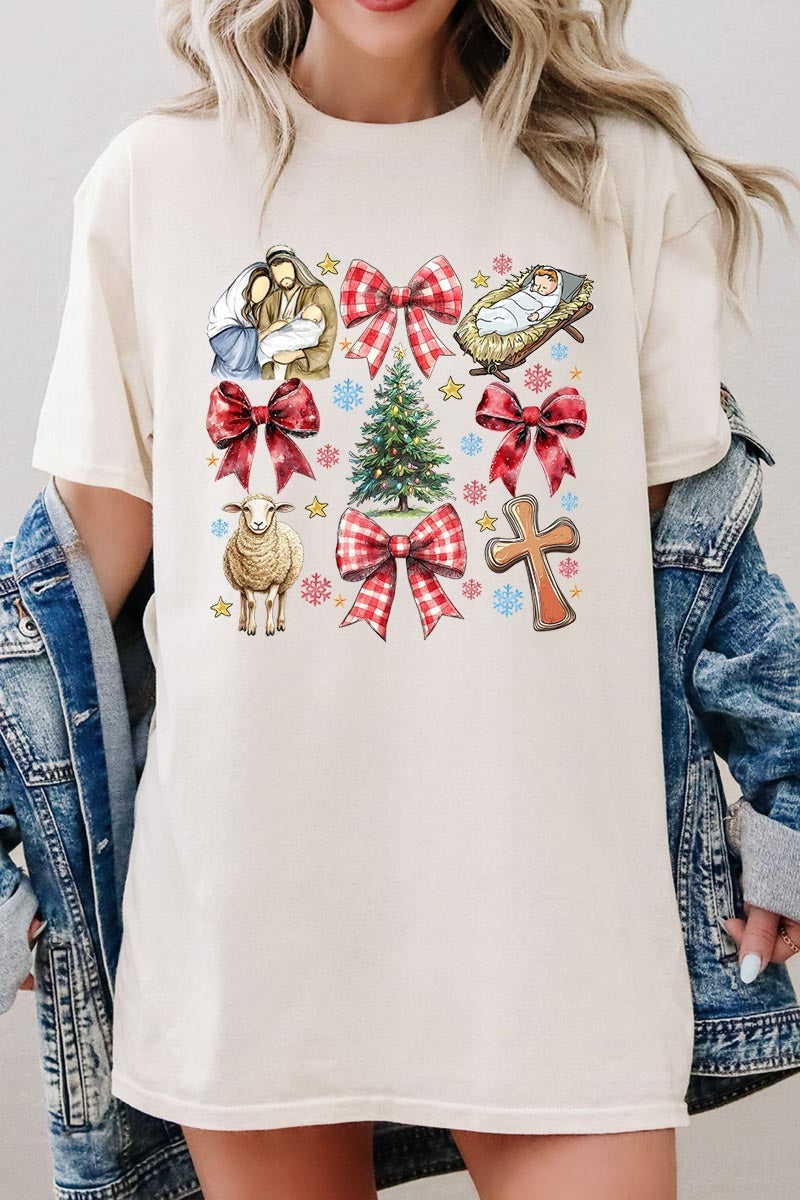 5000P-E3219 Nativity Scene Christmas Graphic Plus Heavy Cotton Tee $12.75