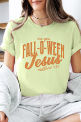 US3001P-E3143 Are You Fall O Ween Jesus Graphic Plus Tee $16