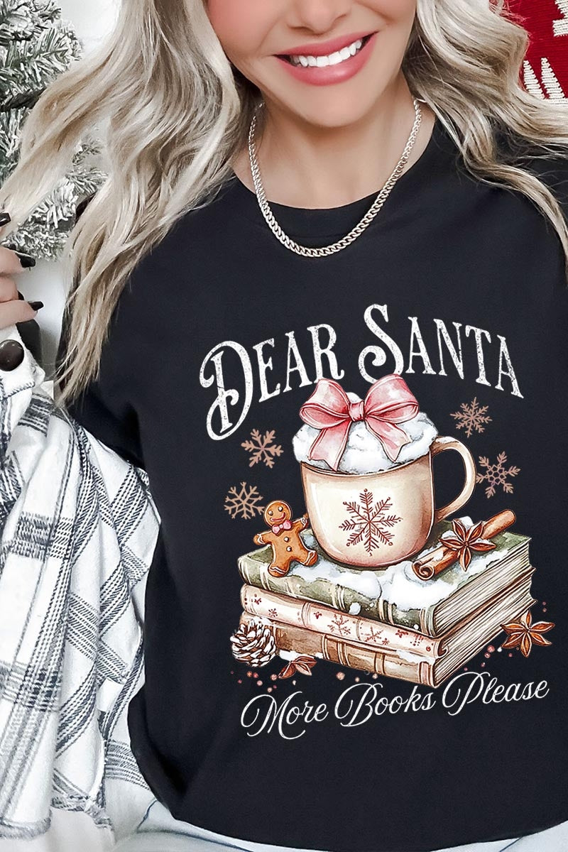 US3001P-E3205 Dear Santa Books Graphic Plus Tee $16