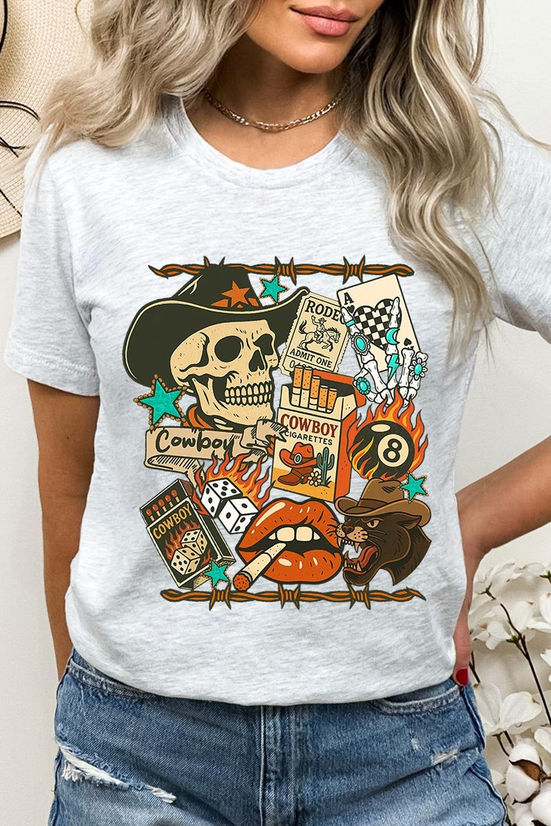 US3001P-E3096 Vintage Western Collage Graphic Plus Tee $16
