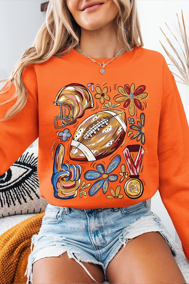 UL180-E3072 Retro Floral Football Graphic Sweatshirt $20