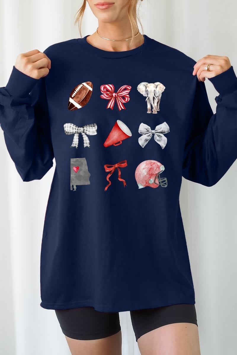 UL240-E3076 Alabama Football Graphic Long Sleeve Tee $13.75