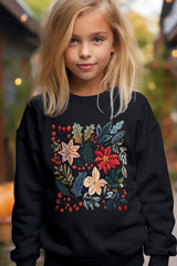 UL180B-E3186Z Floral Christmas Kids Graphic Sweatshirt $20