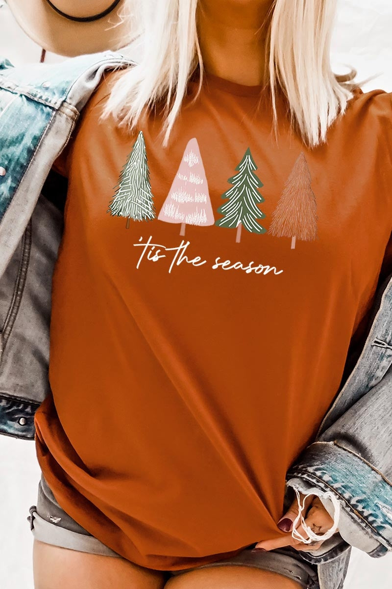 US3001P-E3218 Rustic Christmas Trees Graphic Plus Tee $16