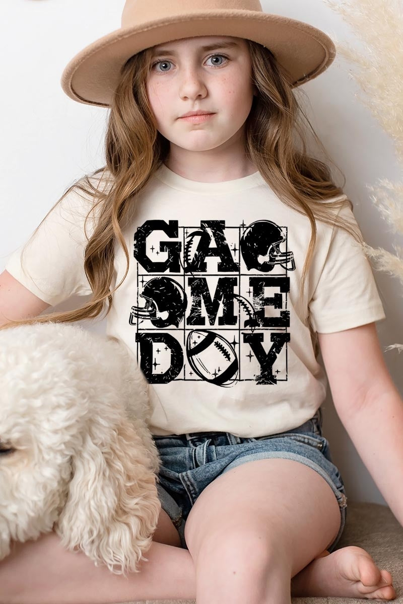 US3001Y-E3073Z Distressed Game Day Kids Graphic Tee $11