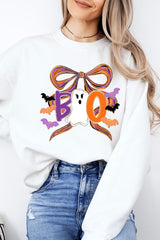 UL180P-E3120 Boo Brushstroke Bow Graphic Plus Sweatshirt $25
