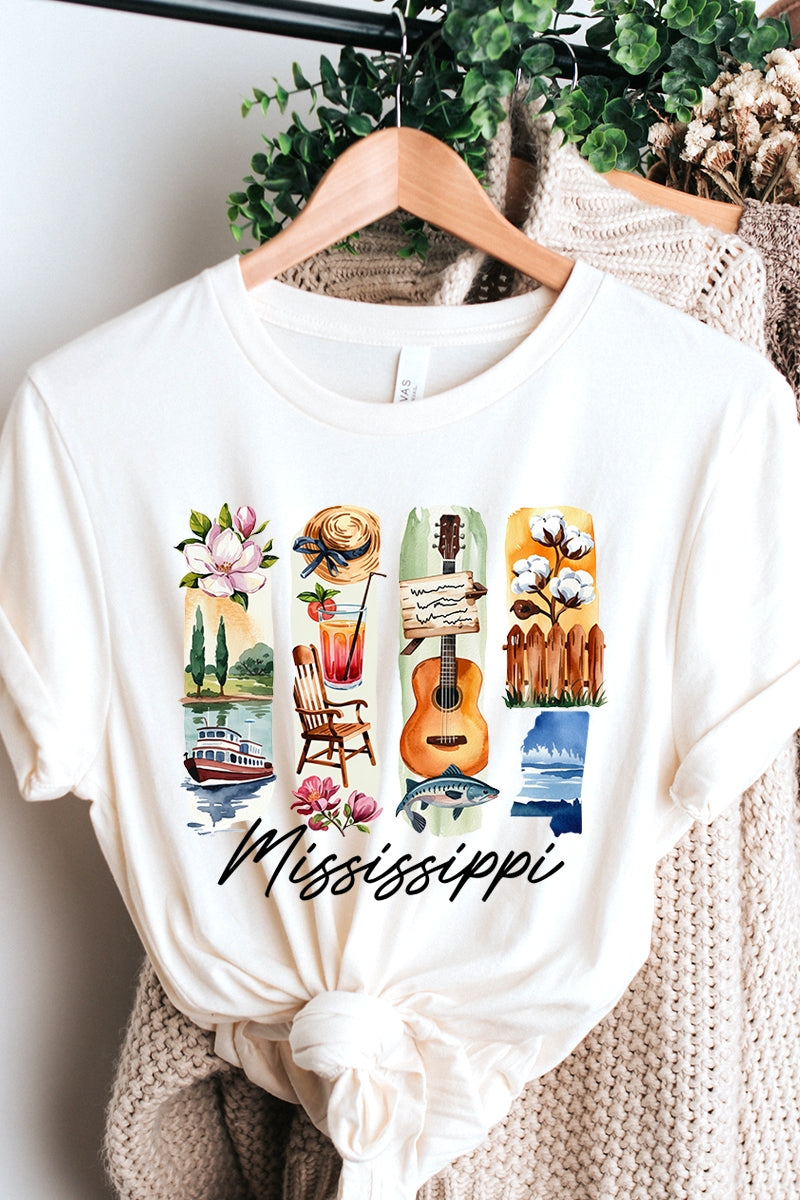 US3001-E3061MS Mississippi State Brushstroke Graphic Tee $12.5