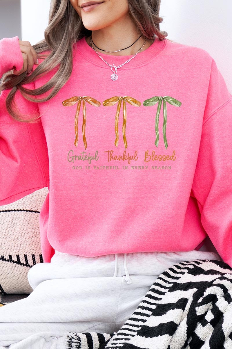 UL180P-E3111 Grateful Thankful Blessed Graphic Plus Sweatshirt $25