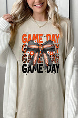 5000-E3088 Orange Black Football GameDay Bow Heavy Cotton Tee $9