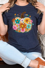 US3001P-E3118 Floral Pumpkin Graphic Plus Tee $16