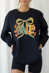 UL240P-E3121 Fall Brushstroke Bow Graphic Plus Long Sleeve Tee $17