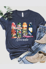 US3001P-E3061NV Nevada State Brushstroke Graphic Plus Tee $16