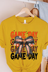 US3001-E3088 Orange Black Football Game Day Bow Graphic Tee $12.5
