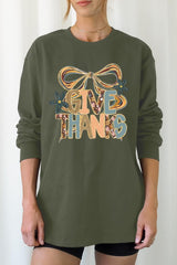 UL240-E3154 Give Thanks Bow Graphic Long Sleeve Tee $13.75