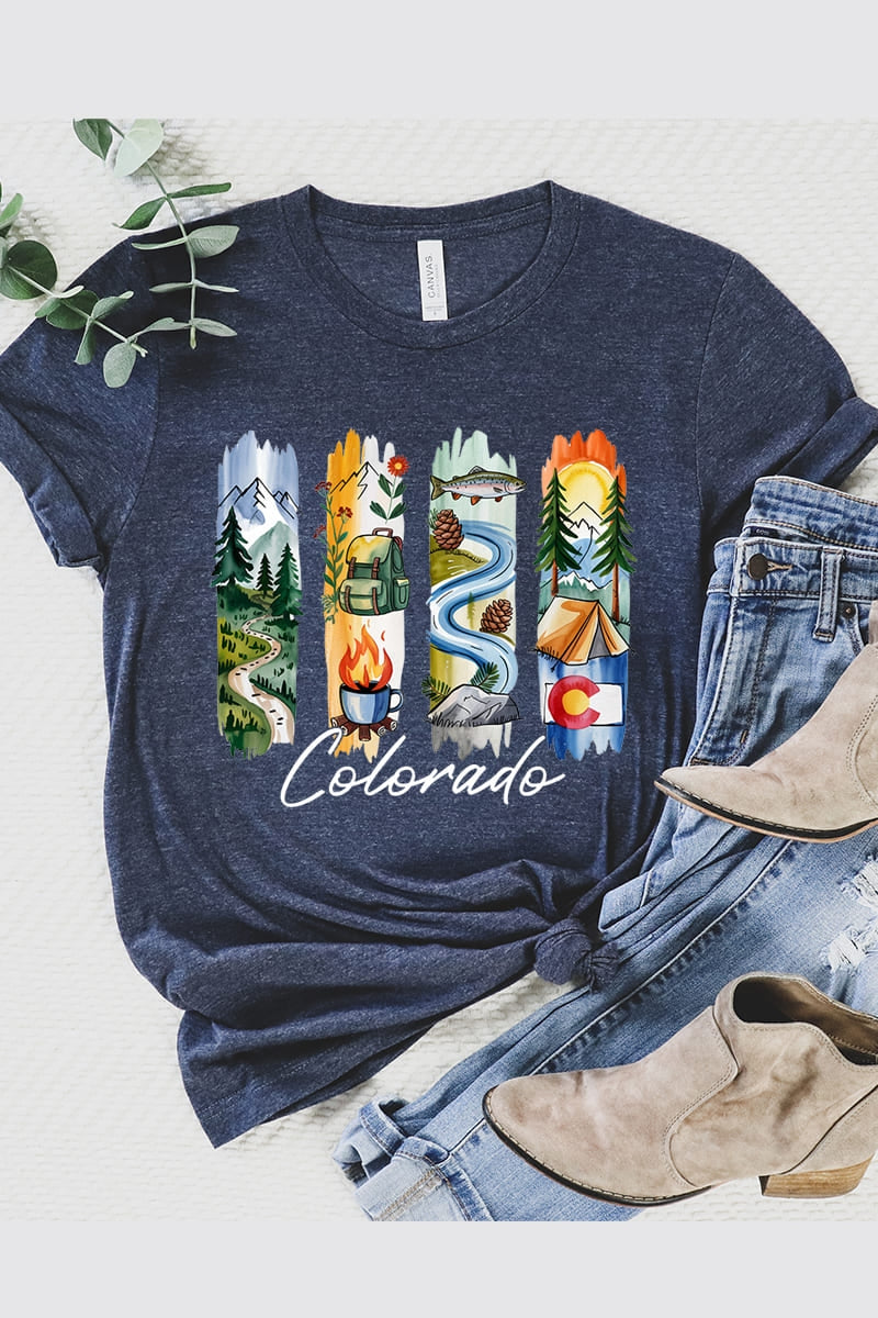 US3001-E3061CO Colorado State Brushstroke Graphic Tee $12.5