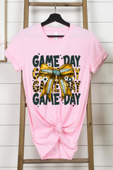 US3001-E3090 Yellow Football Game Day Bow Graphic Tee $12.5