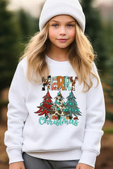 UL180B-E3200Z Merry Christmas Trees Kids Graphic Sweatshirt $20