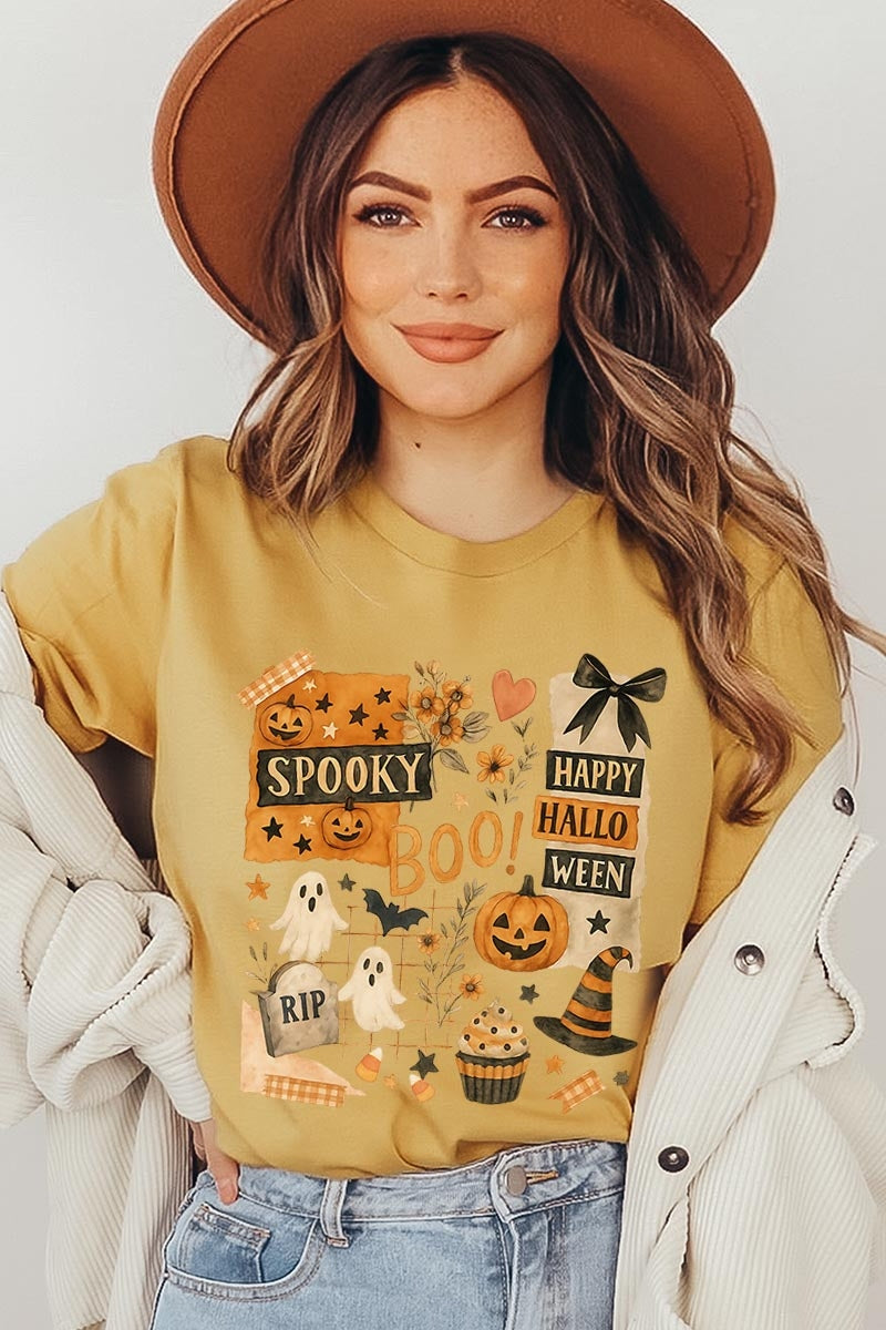 US3001-E3084 Halloween collage Graphic Tee $12.5
