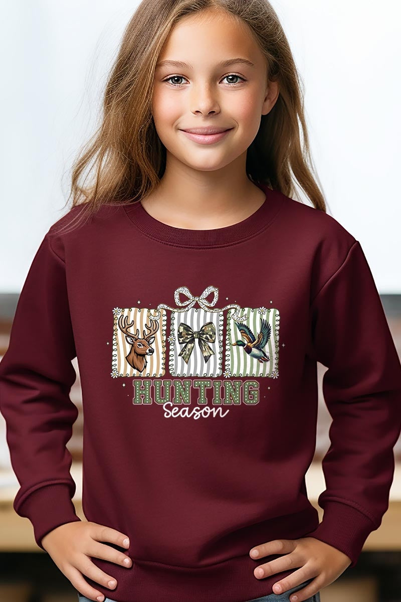UL180B-E3192Z Deer & Duck Hunting Season Kids Graphic Sweatshirt $20