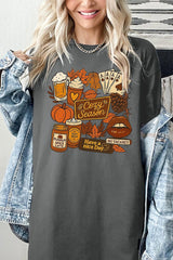 5000-E3119 Retro Fall Collage Graphic Heavy Cotton Tee $9