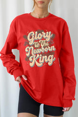UL240-E3220 Glory to the Newborn King Graphic Long Sleeve Tee $13.75