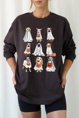 UL240-E3106 Halloween Ghost Dog Graphic Long Sleeve Tee $13.75