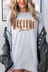 US3001-E3167 Believe Fall Christian Graphic Tee $12.5
