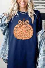 5000P-E3135 Floral Fall Pumpkin Graphic Plus Heavy Cotton Tee $12.75