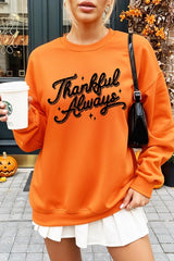 UL180P-E3168 Thankful Always Graphic Plus Sweatshirt $25